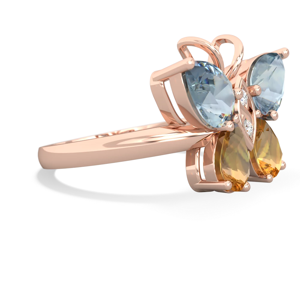 Aquamarine Butterfly 14K Rose Gold ring R2215