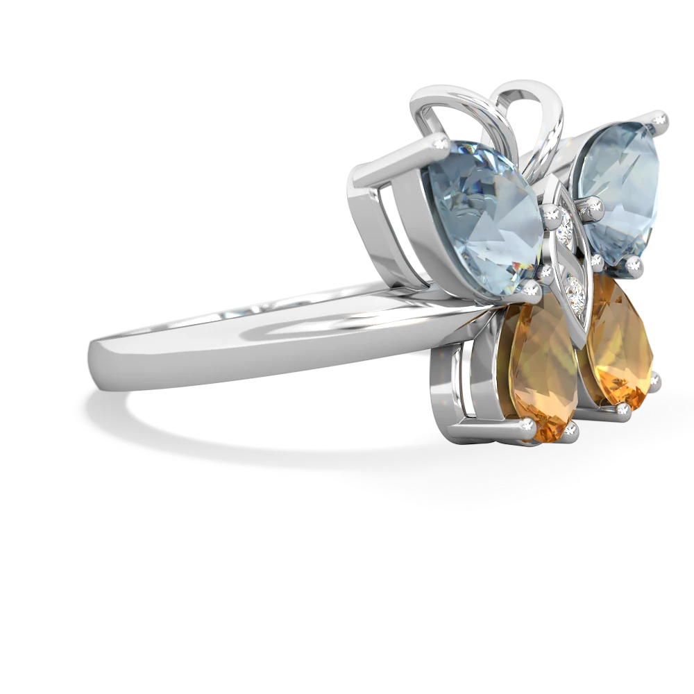 Aquamarine Butterfly 14K White Gold ring R2215