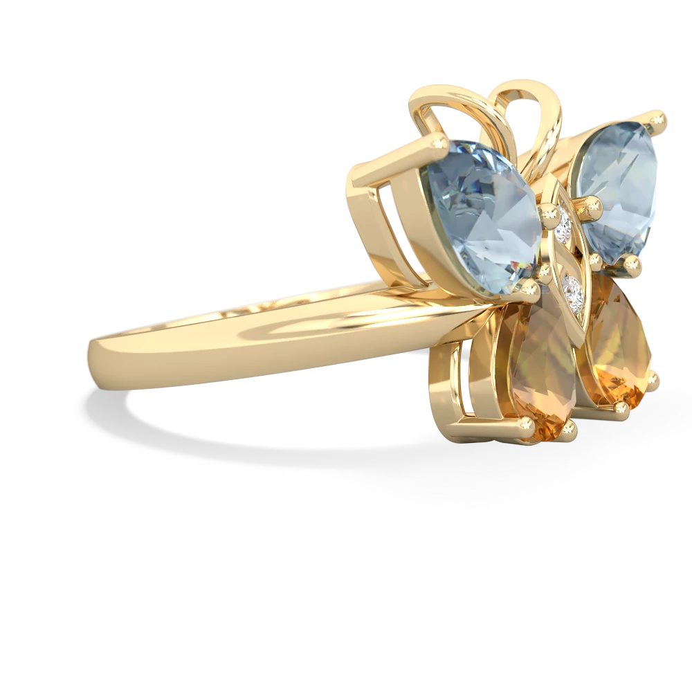 Aquamarine Butterfly 14K Yellow Gold ring R2215