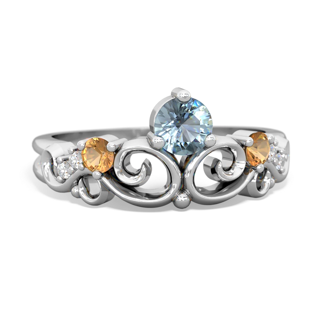 Aquamarine Citrine Alexandrite Crown Keepsake ring 14K White