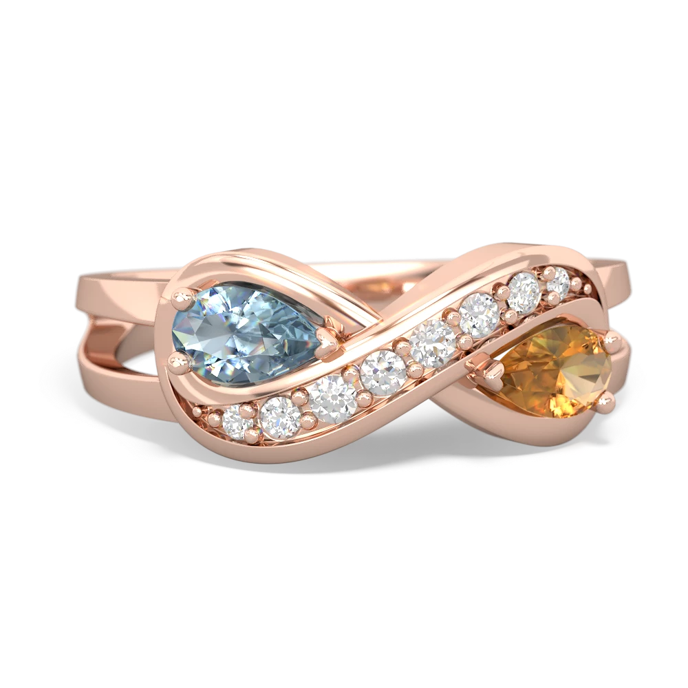 Aquamarine Diamond Infinity 14K Rose Gold ring R5390