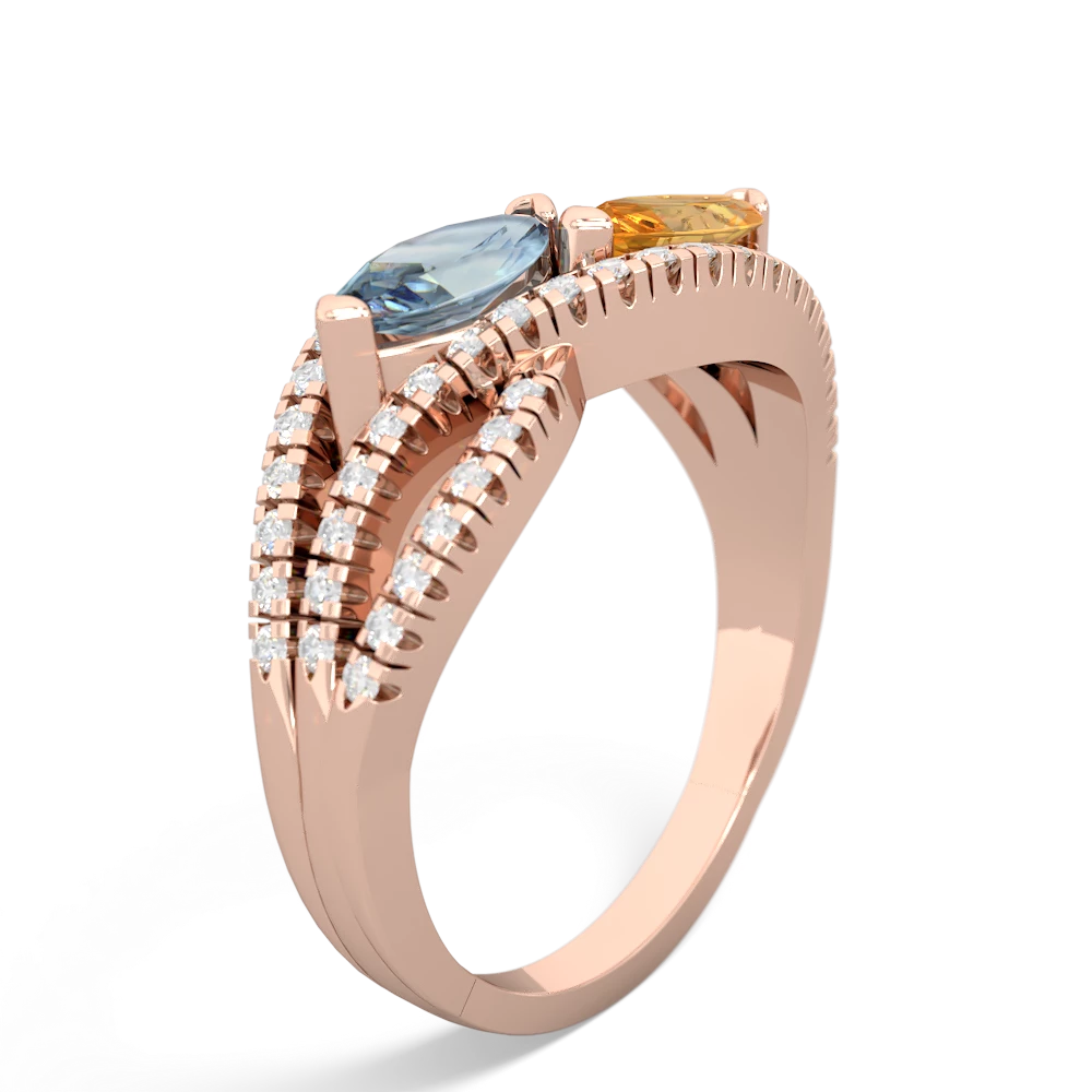 Aquamarine Diamond Rivers 14K Rose Gold ring R3070