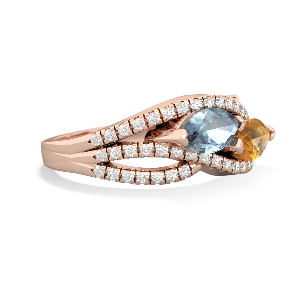 Aquamarine Diamond Rivers 14K Rose Gold ring R3070