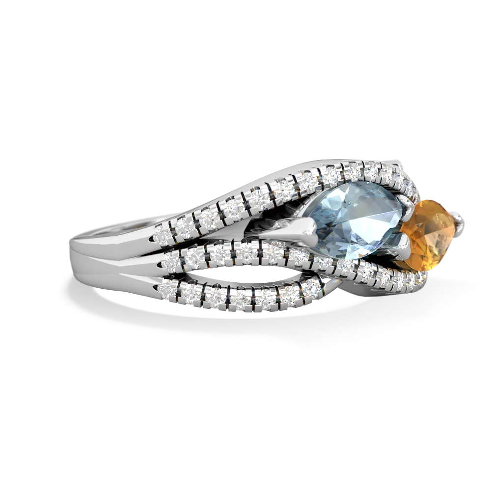 Aquamarine Diamond Rivers 14K White Gold ring R3070