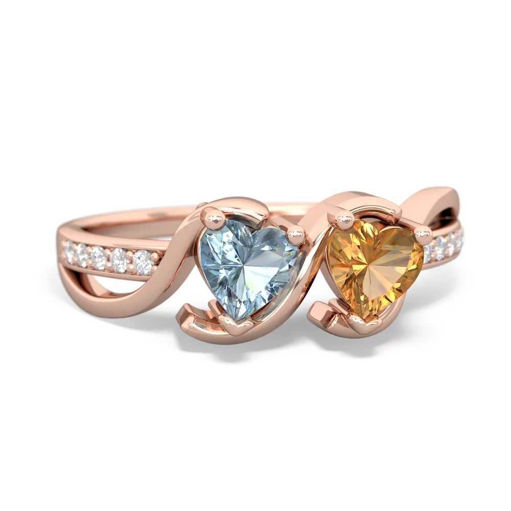 Aquamarine Side By Side 14K Rose Gold ring R3090