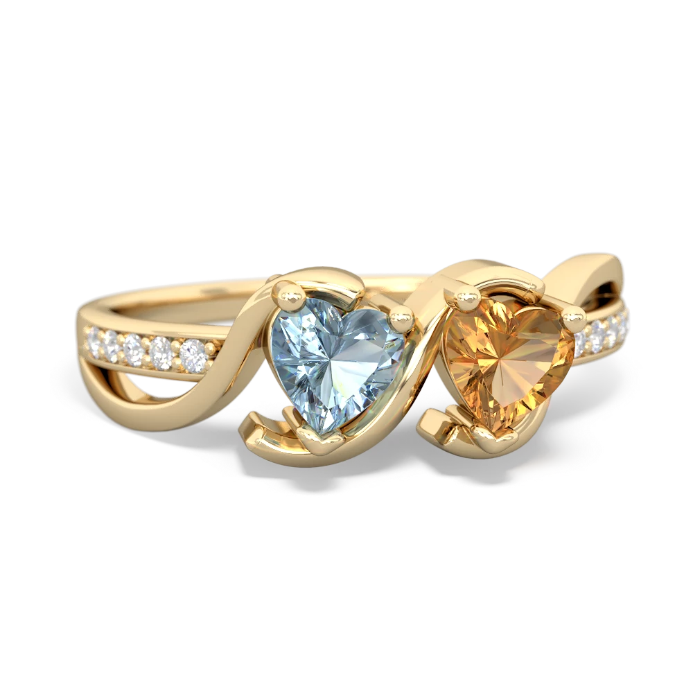 Aquamarine Side By Side 14K Yellow Gold ring R3090