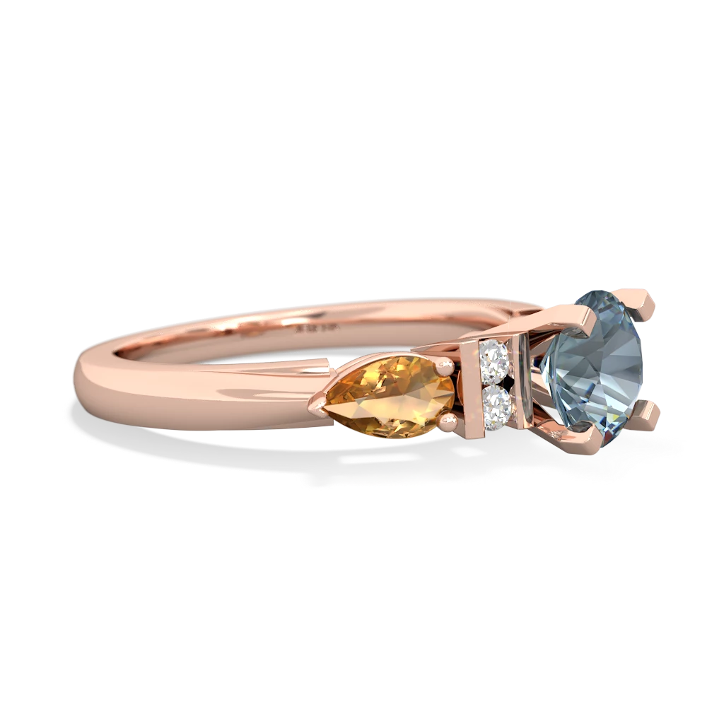 Aquamarine 6Mm Round Eternal Embrace Engagement 14K Rose Gold ring R2005