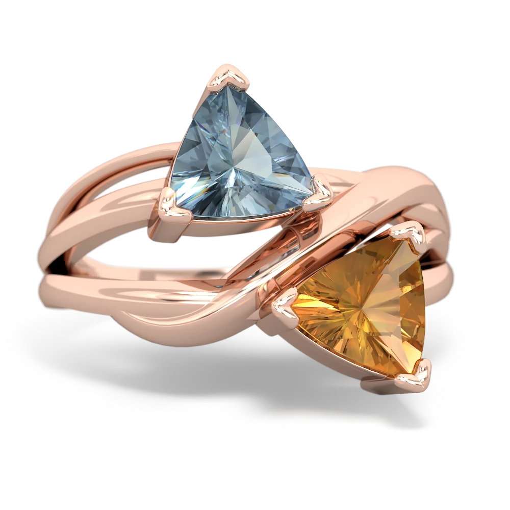 Aquamarine Split Band Swirl 14K Rose Gold ring R2341