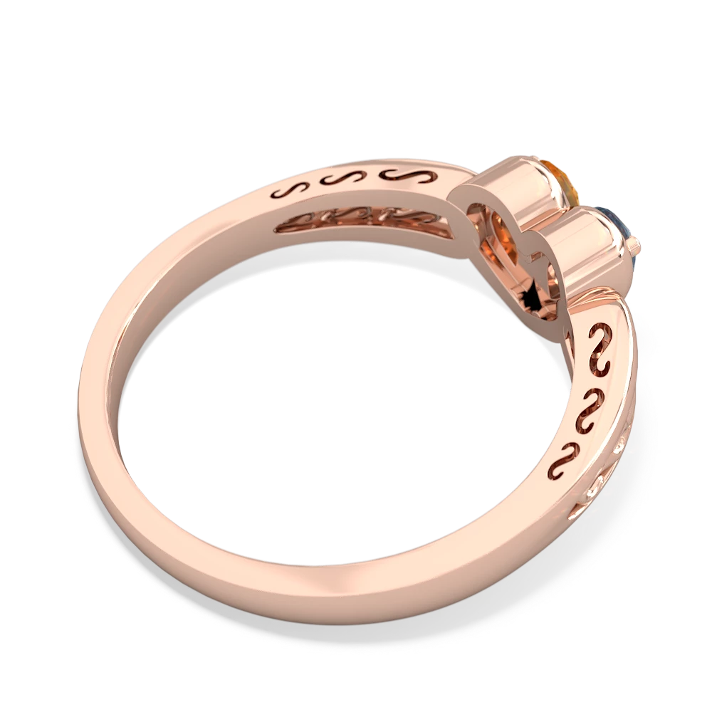 Aquamarine Filligree 'One Heart' 14K Rose Gold ring R5070