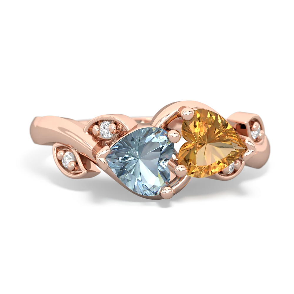 Aquamarine Floral Elegance 14K Rose Gold ring R5790