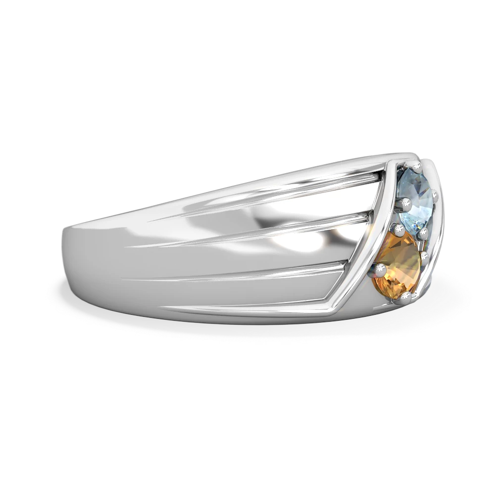 Aquamarine Men's Streamline 14K White Gold ring R0460