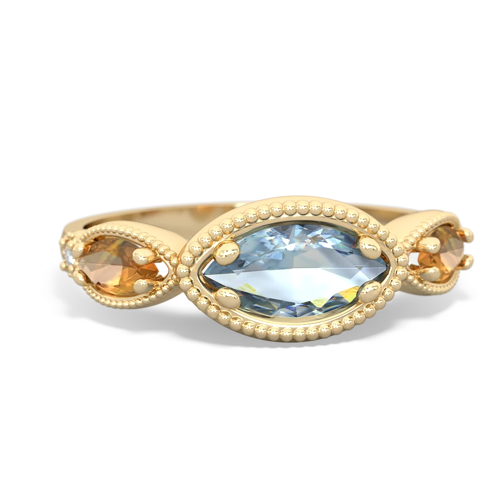 Aquamarine Milgrain Marquise 14K Yellow Gold ring R5700