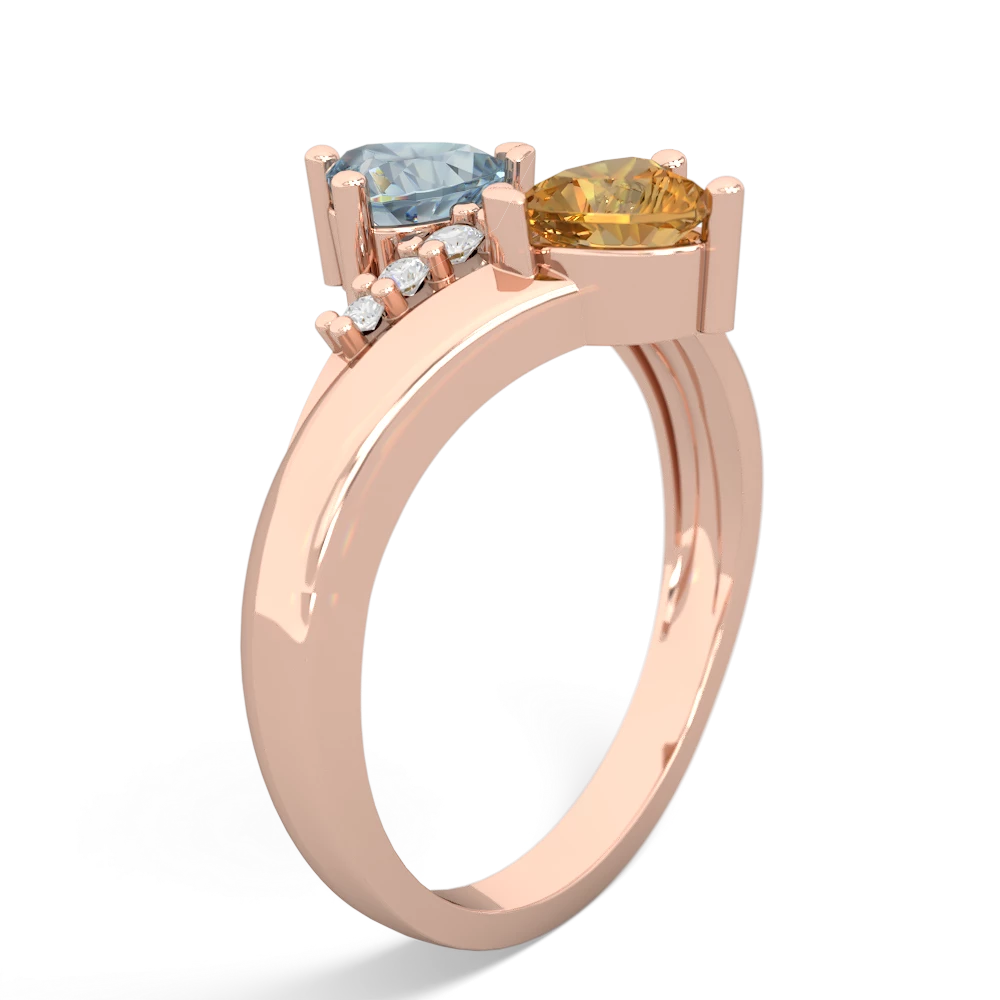 Aquamarine Heart To Heart 14K Rose Gold ring R2064