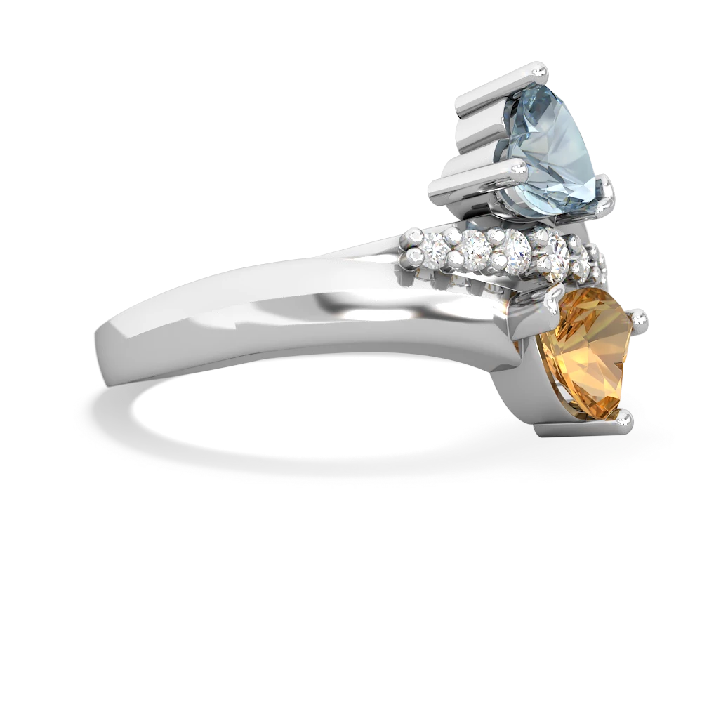 Aquamarine Heart To Heart 14K White Gold ring R2064