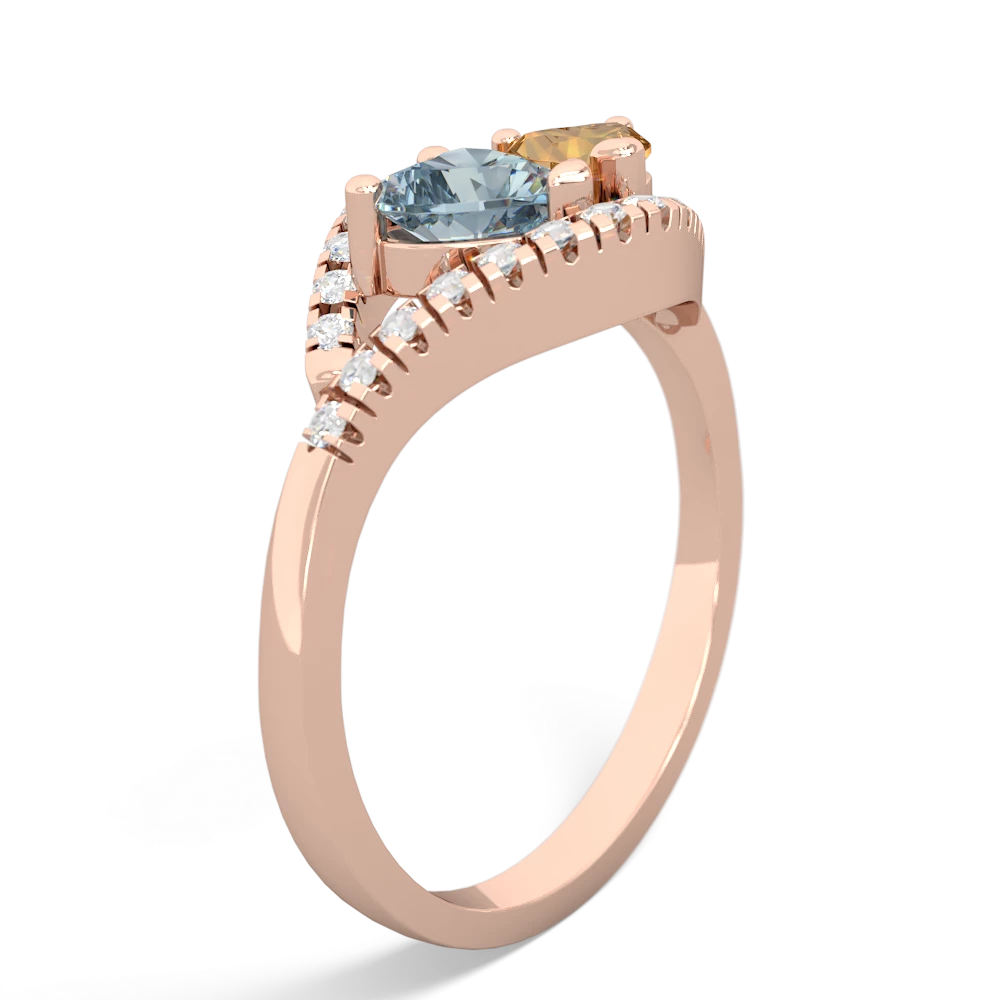 Aquamarine Mother And Child 14K Rose Gold ring R3010