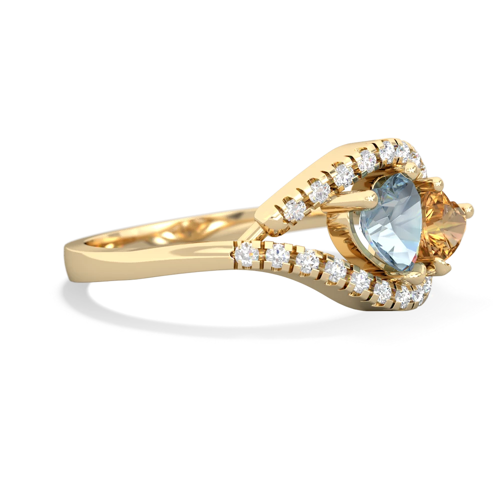 Aquamarine Mother And Child 14K Yellow Gold ring R3010