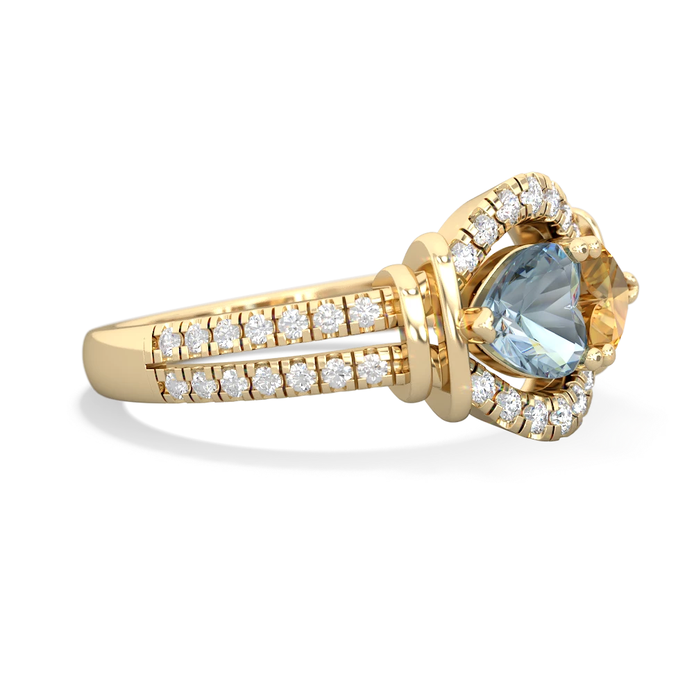 Aquamarine Art-Deco Keepsake 14K Yellow Gold ring R5630