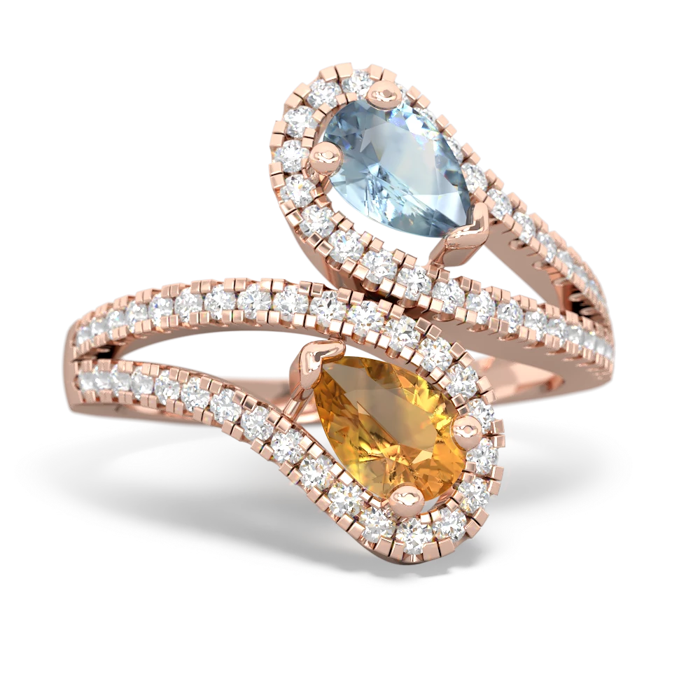 Aquamarine Diamond Dazzler 14K Rose Gold ring R3000