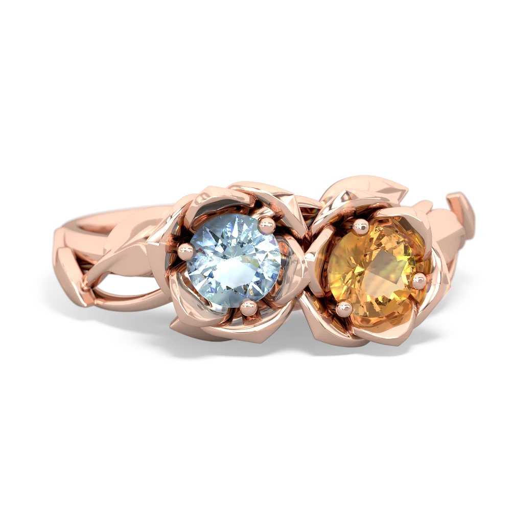 Aquamarine Rose Garden 14K Rose Gold ring R5510