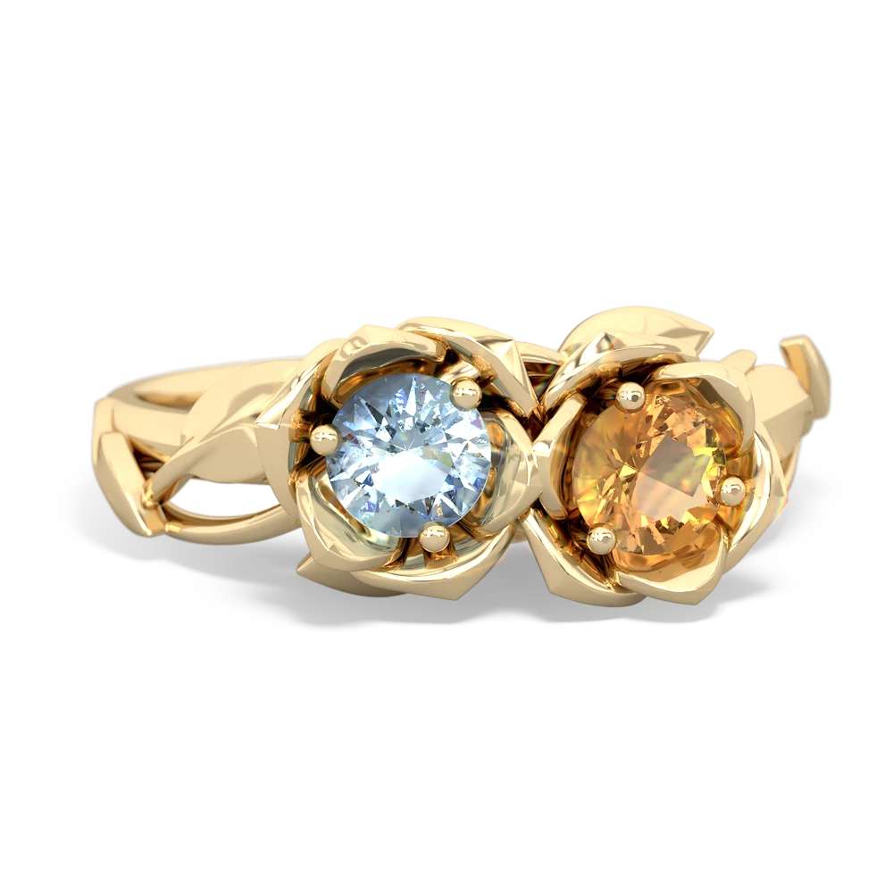 Aquamarine Rose Garden 14K Yellow Gold ring R5510