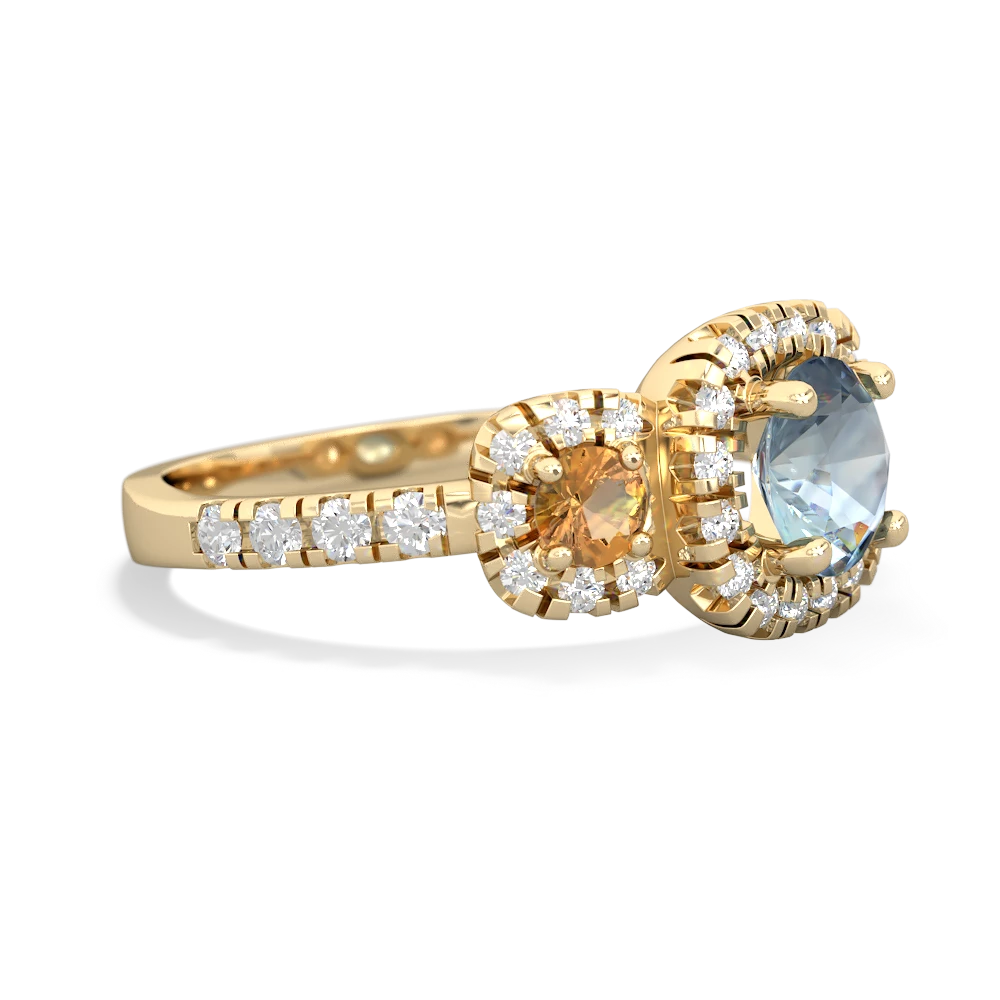 Aquamarine Regal Halo 14K Yellow Gold ring R5350