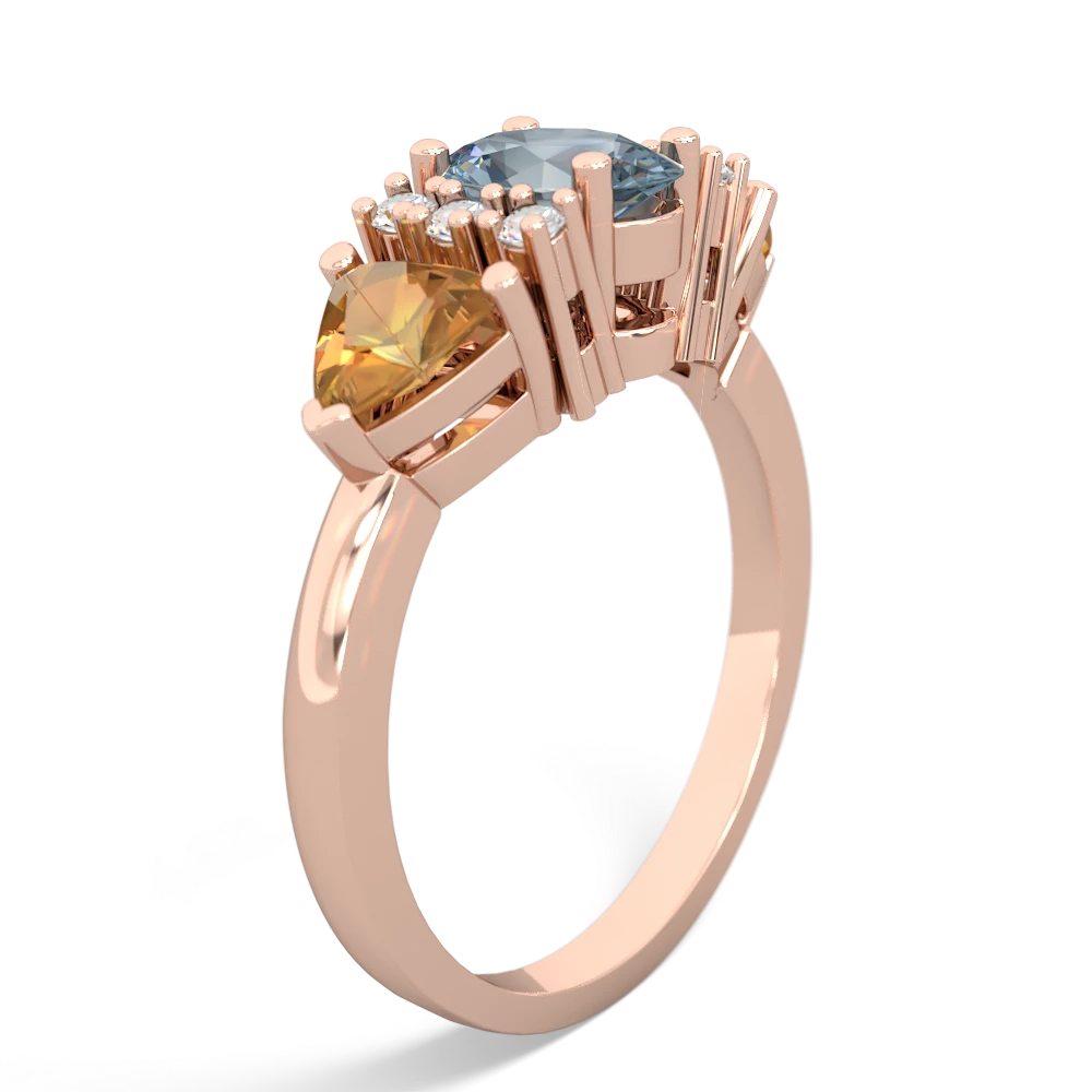 Aquamarine Antique Style Three Stone 14K Rose Gold ring R2186