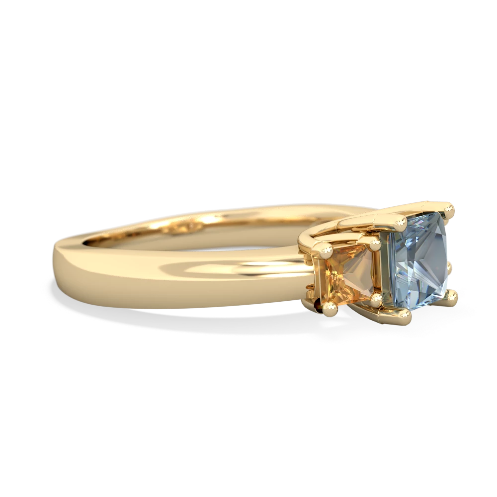 Aquamarine Three Stone Trellis 14K Yellow Gold ring R4015