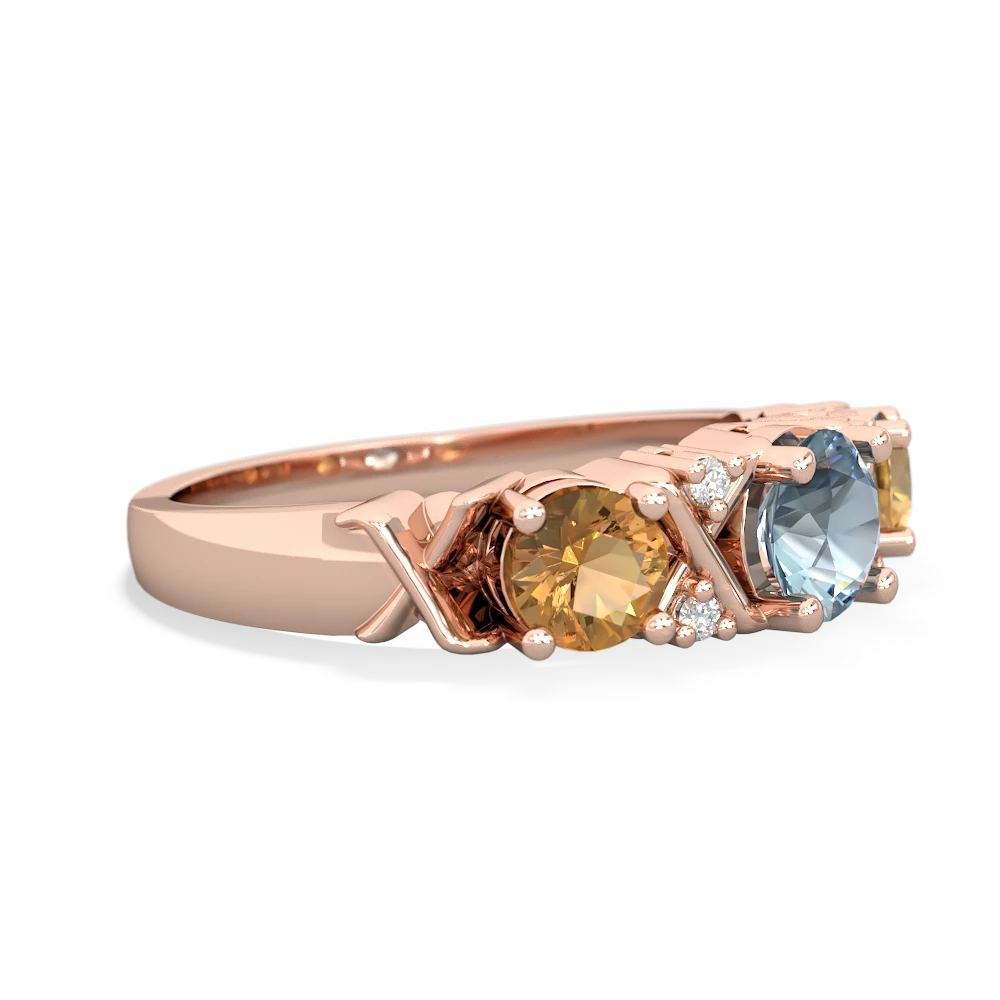 Aquamarine Hugs And Kisses 14K Rose Gold ring R5016