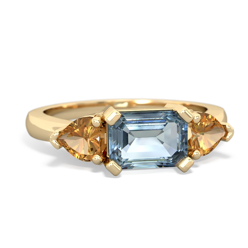 Aquamarine Three Stone 14K Yellow Gold ring R5235