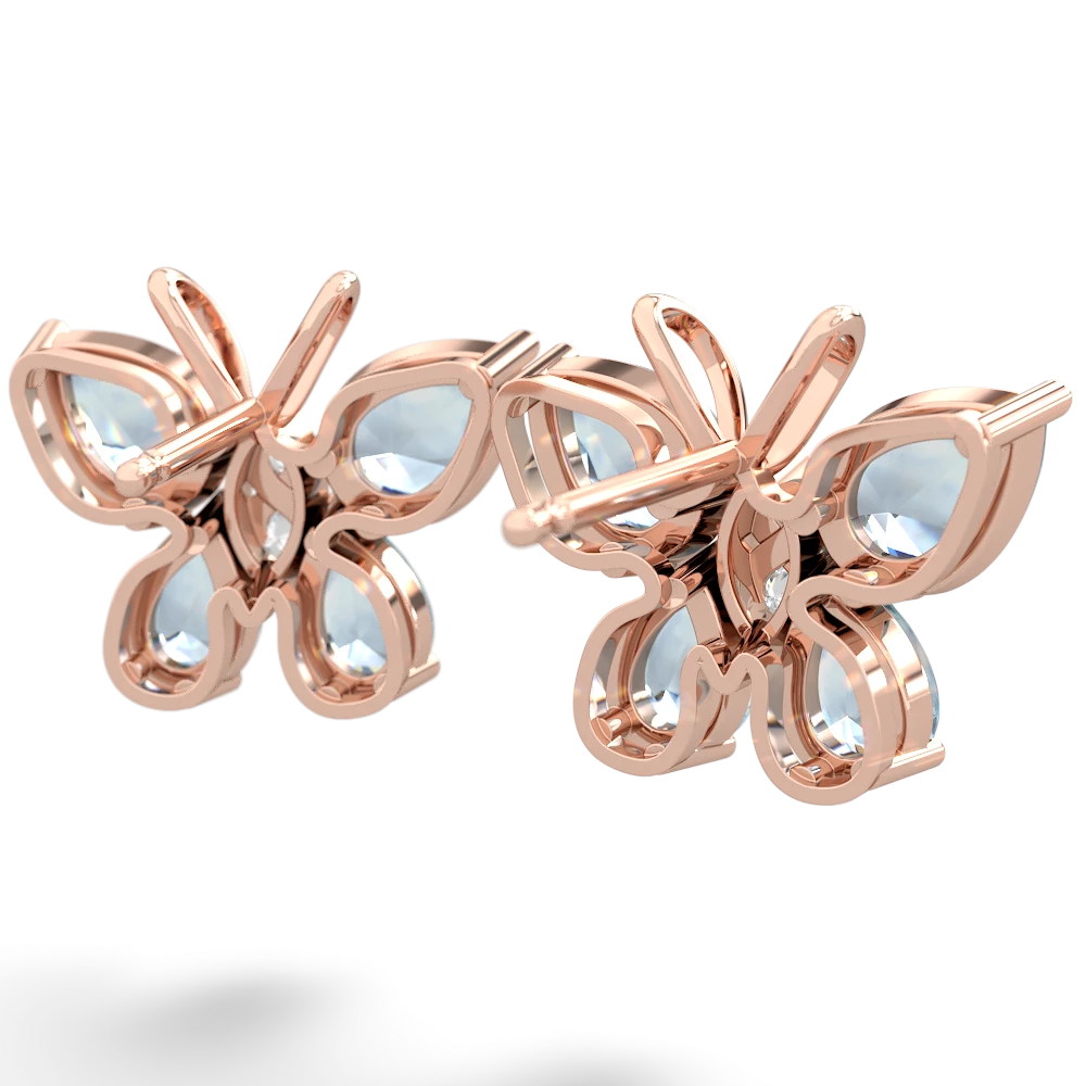 Aquamarine Butterfly 14K Rose Gold earrings E2215