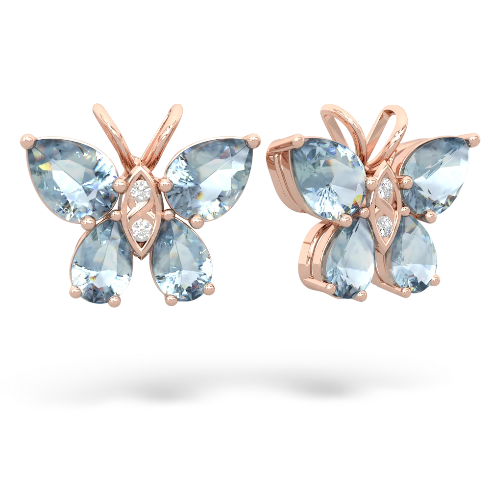 Aquamarine Butterfly 14K Rose Gold earrings E2215