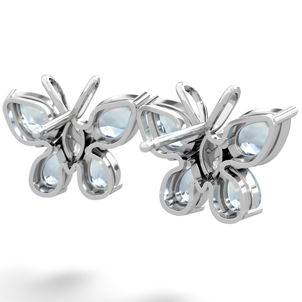 Aquamarine Butterfly 14K White Gold earrings E2215