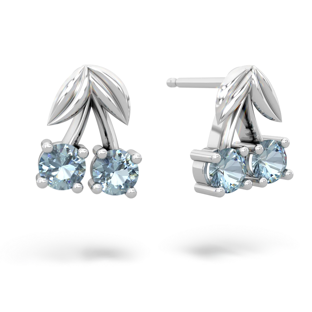 Aquamarine Sweet Cherries 14K White Gold earrings E7001