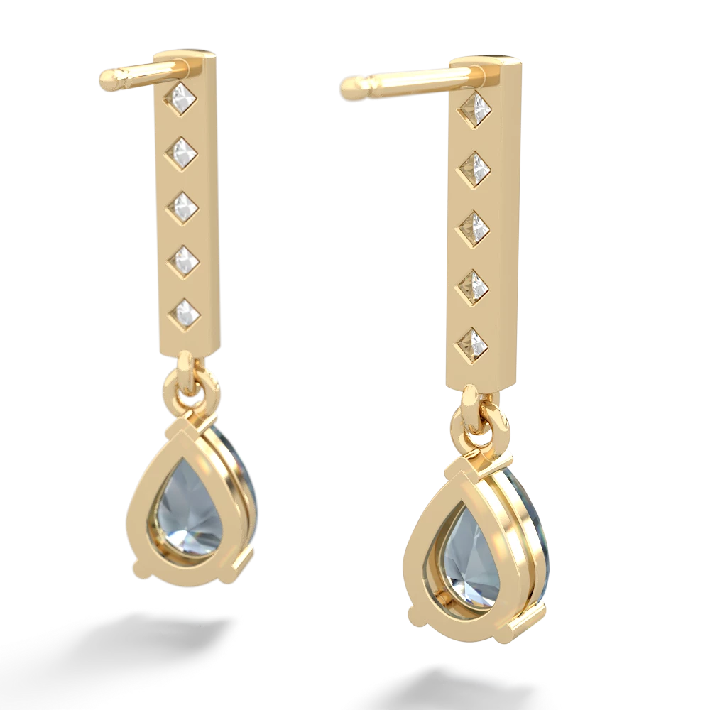 Aquamarine Art Deco Diamond Drop 14K Yellow Gold earrings E5324