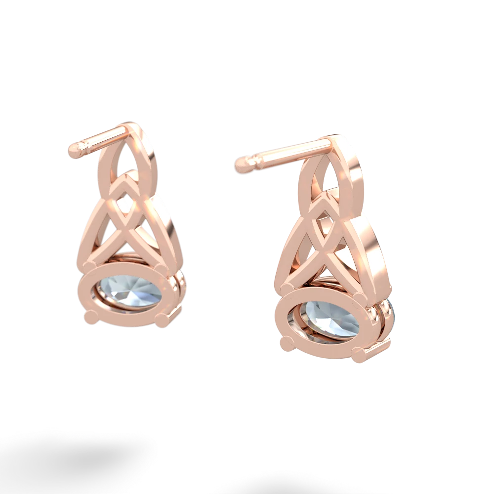 Aquamarine Celtic Trinity Knot 14K Rose Gold earrings E2389