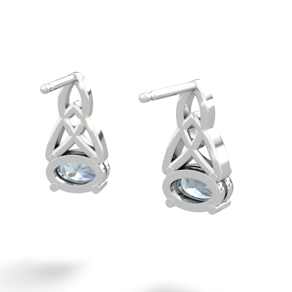 Aquamarine Celtic Trinity Knot 14K White Gold earrings E2389