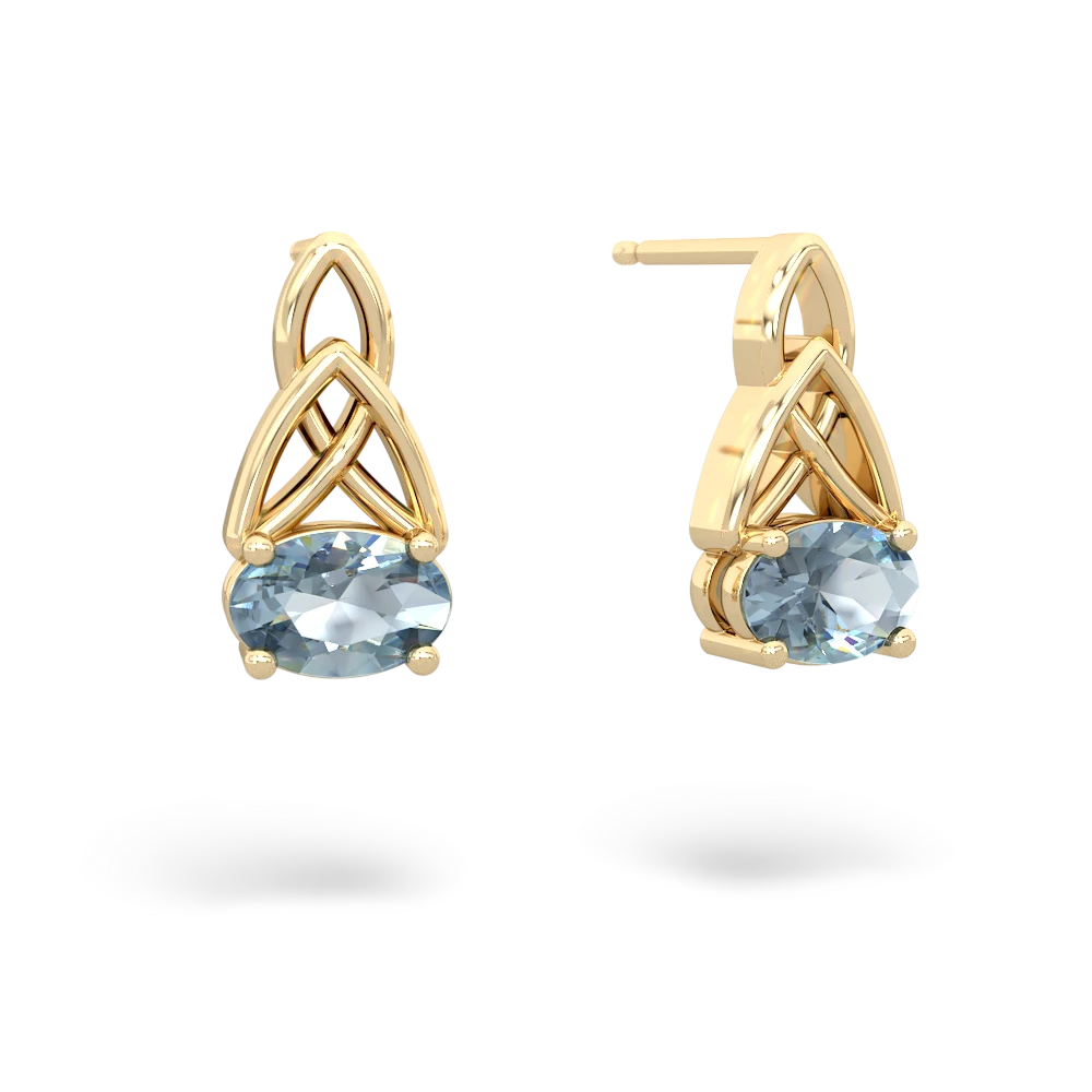 Aquamarine Celtic Trinity Knot 14K Yellow Gold earrings E2389