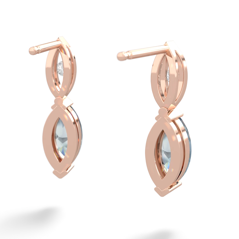 Aquamarine Marquise Drop 14K Rose Gold earrings E5333