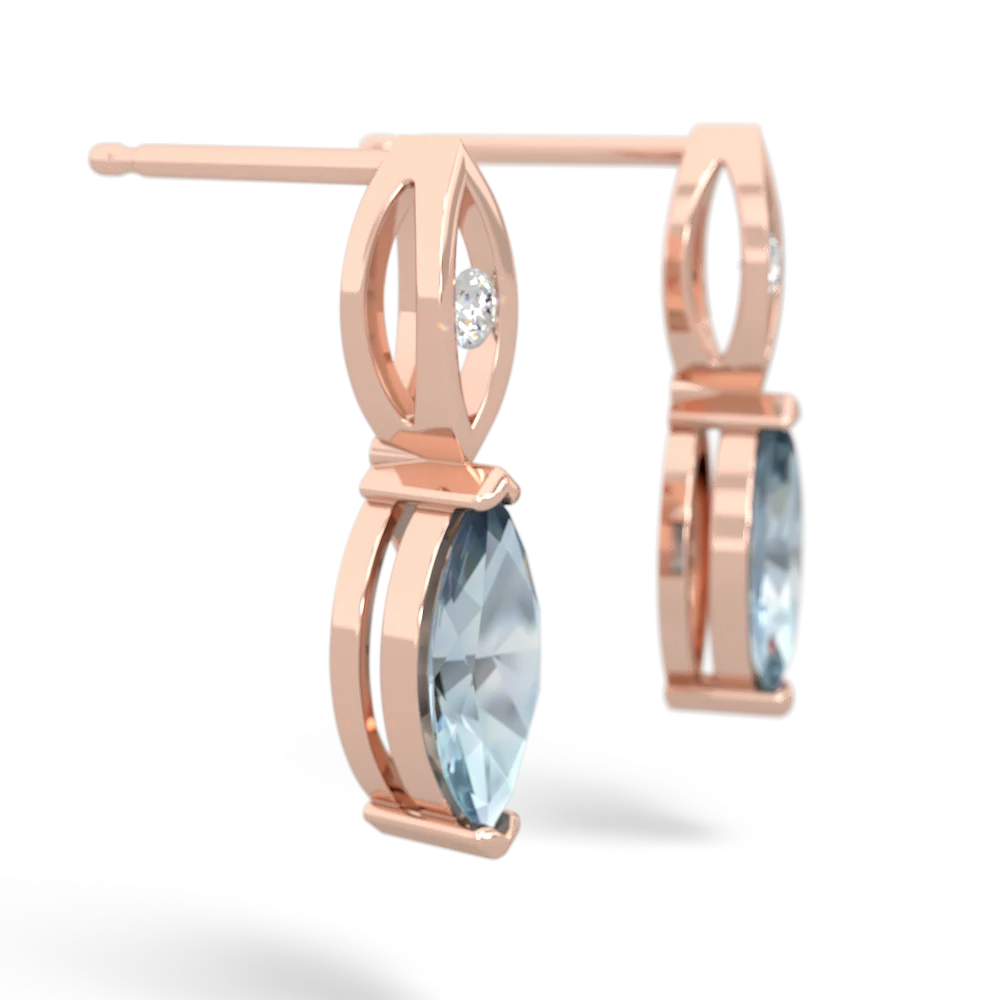 Aquamarine Marquise Drop 14K Rose Gold earrings E5333