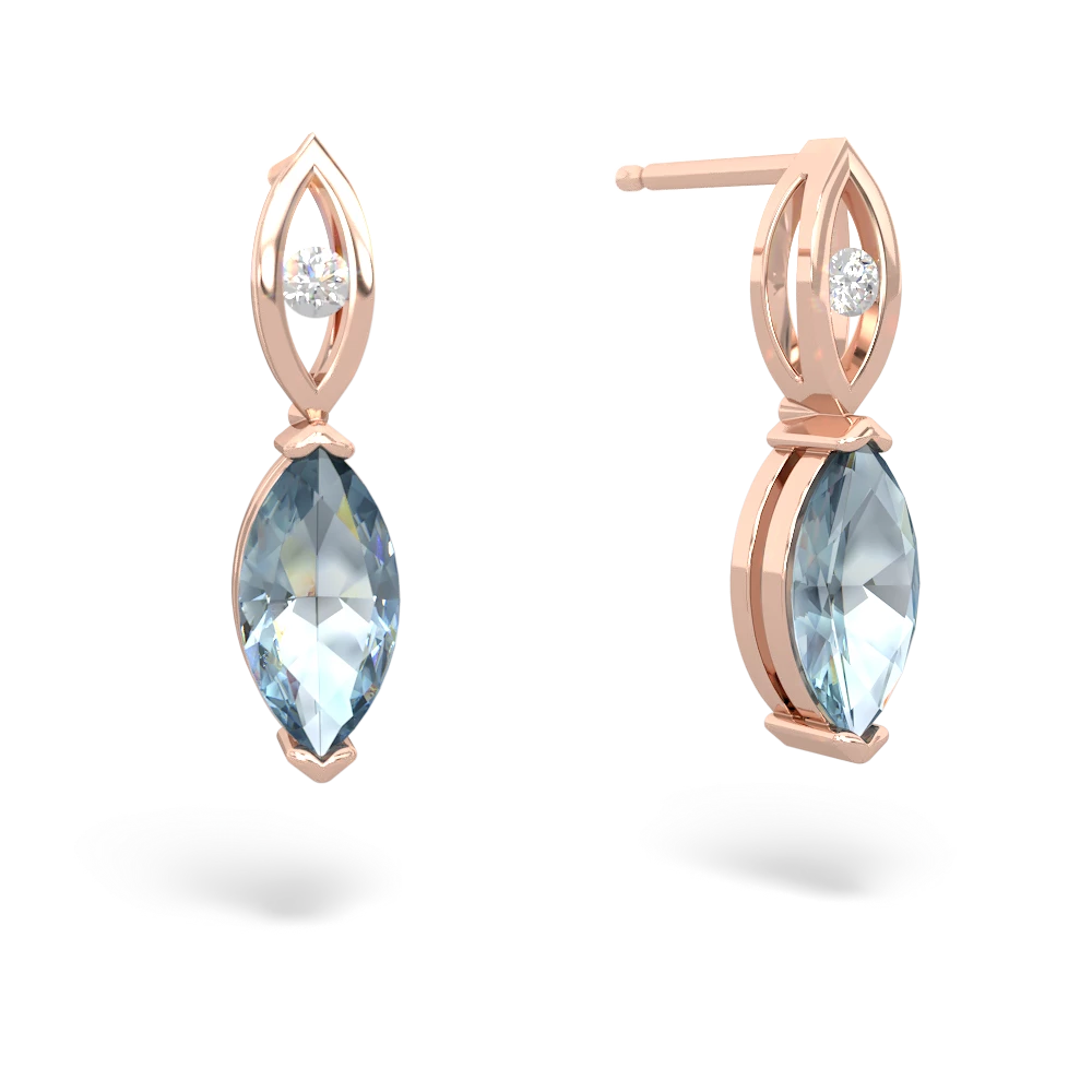 Aquamarine Marquise Drop 14K Rose Gold earrings E5333