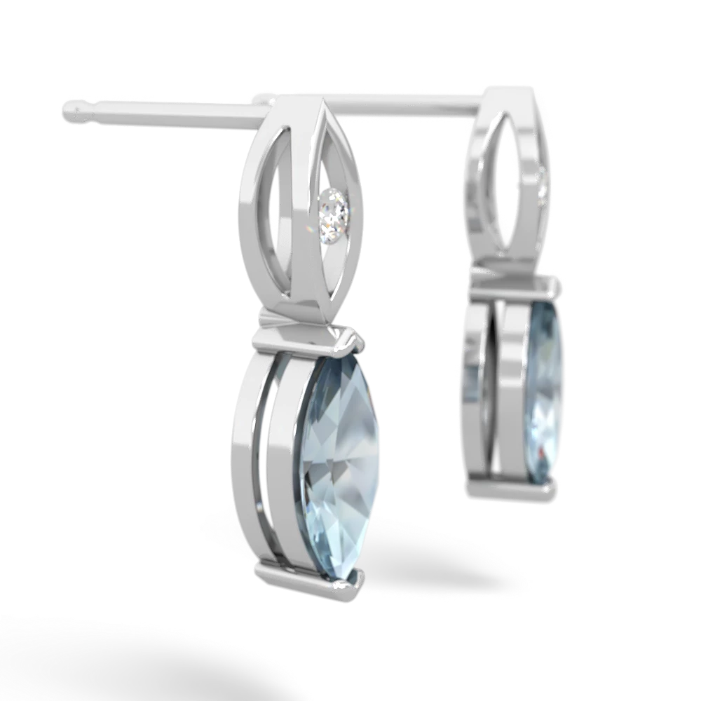 Aquamarine Marquise Drop 14K White Gold earrings E5333