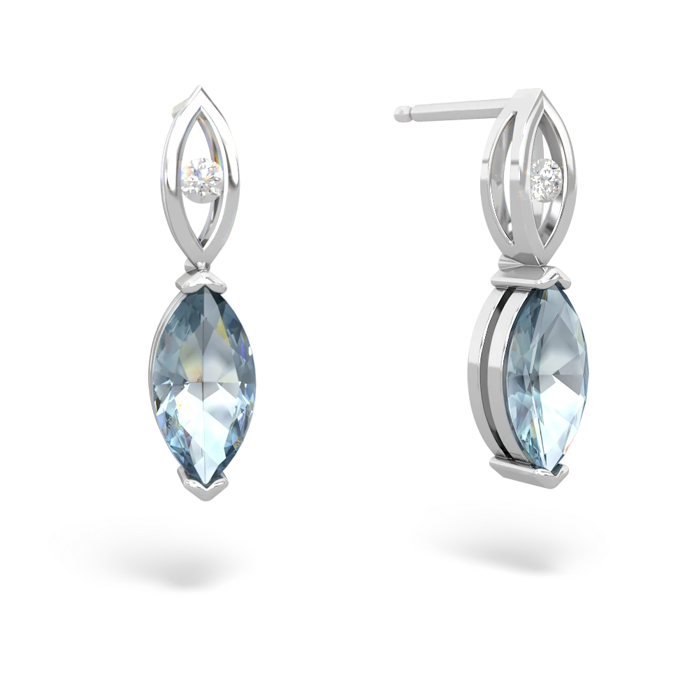 Aquamarine Marquise Drop 14K White Gold earrings E5333