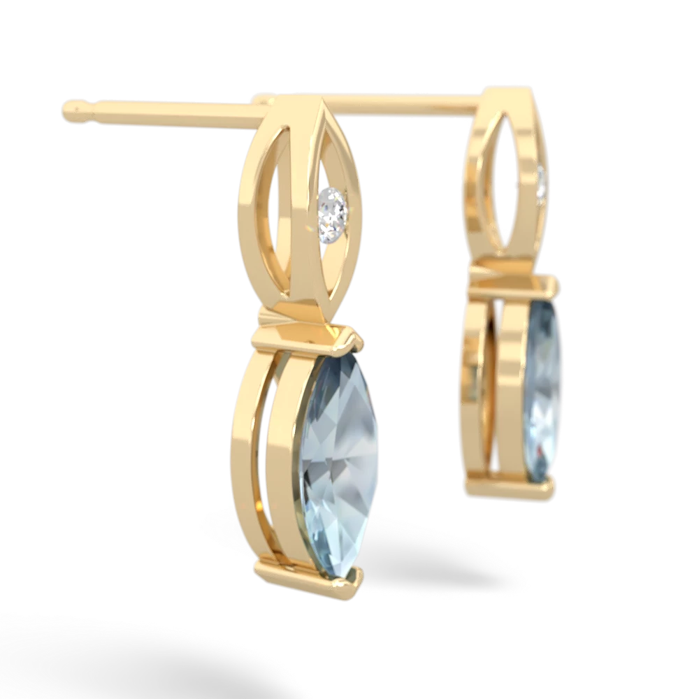 Aquamarine Marquise Drop 14K Yellow Gold earrings E5333