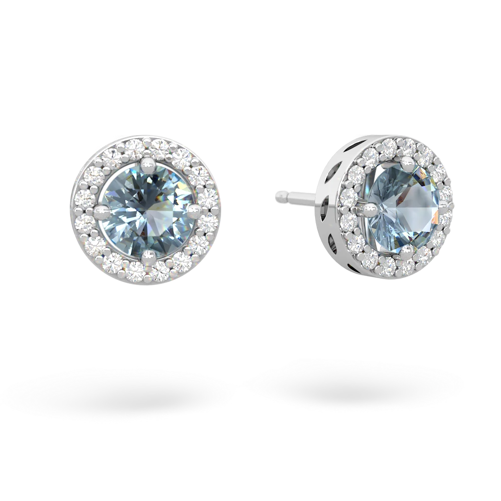 Aquamarine Halo 14K White Gold earrings E5320