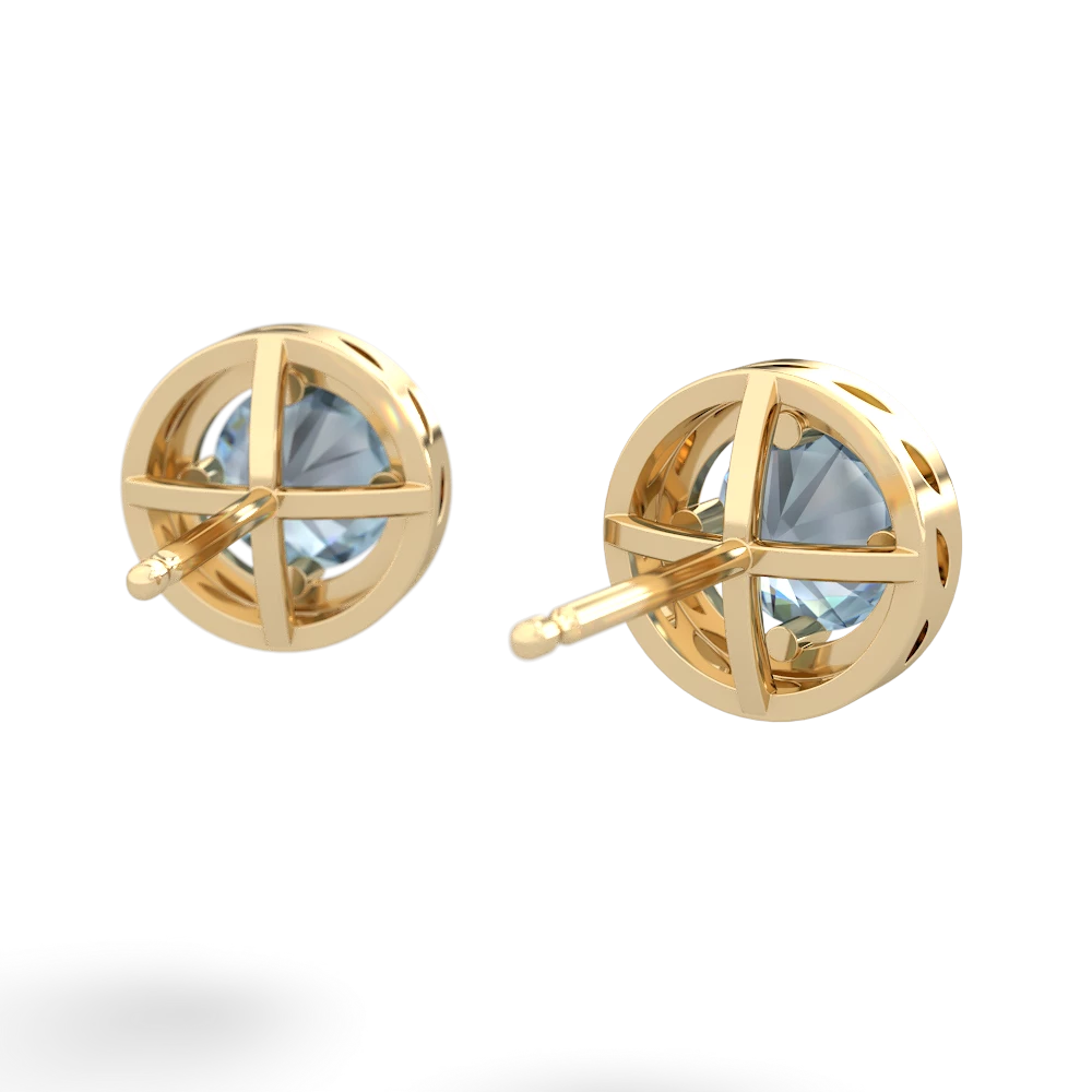 Aquamarine Halo 14K Yellow Gold earrings E5320