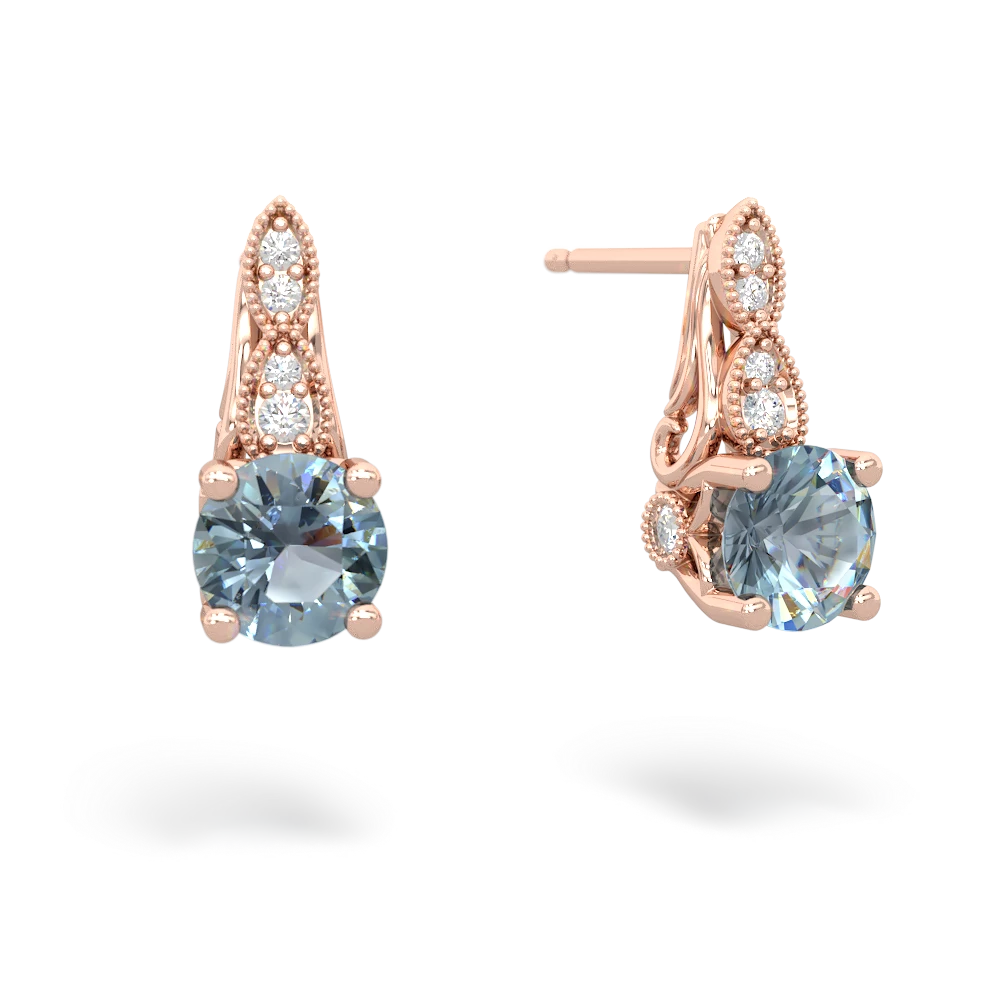 Aquamarine Antique Elegance 14K Rose Gold earrings E3100