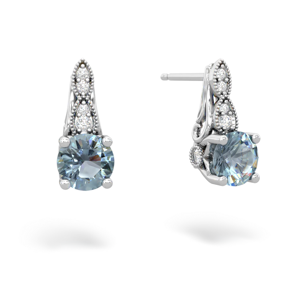 Aquamarine Antique Elegance 14K White Gold earrings E3100