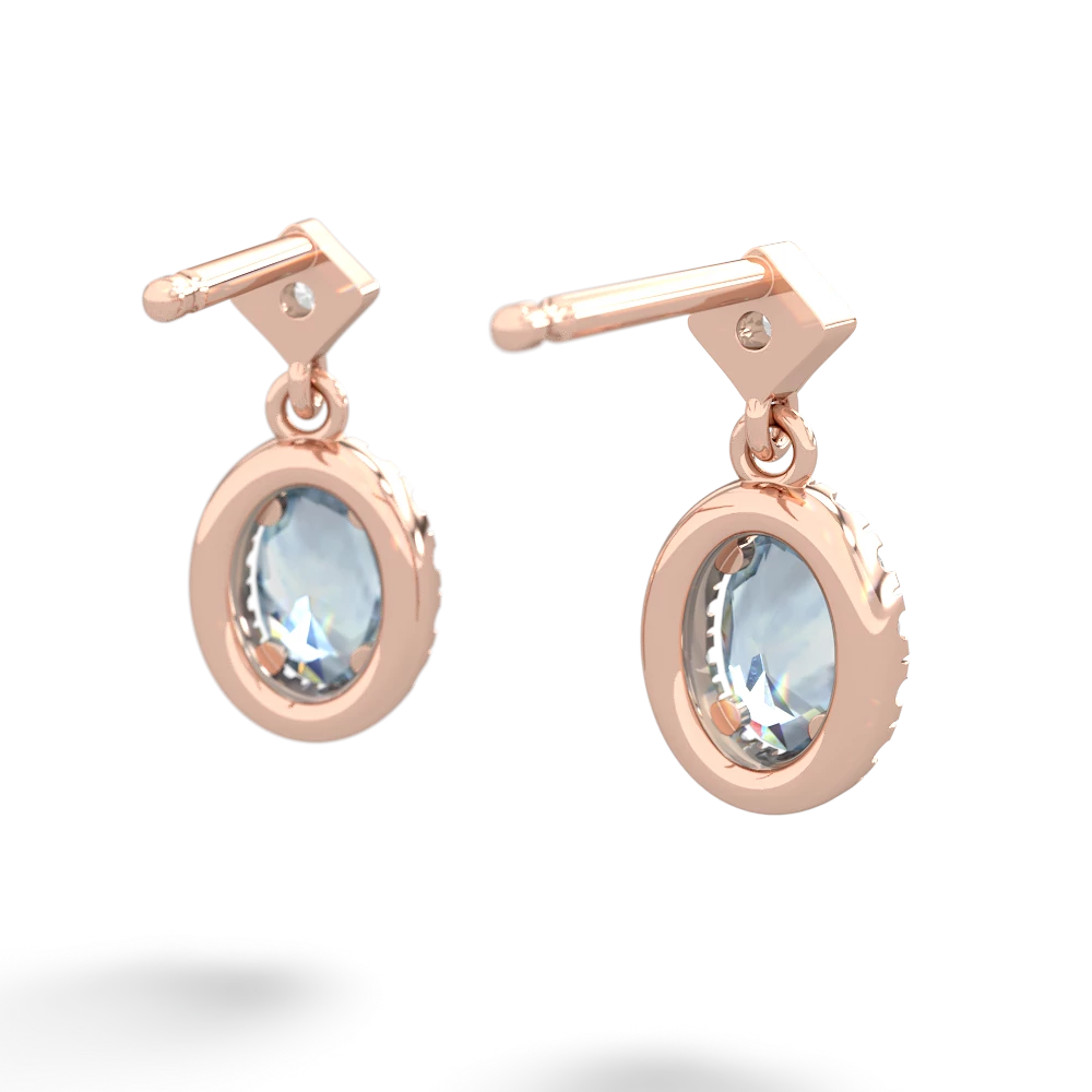 Aquamarine Antique-Style Halo 14K Rose Gold earrings E5720