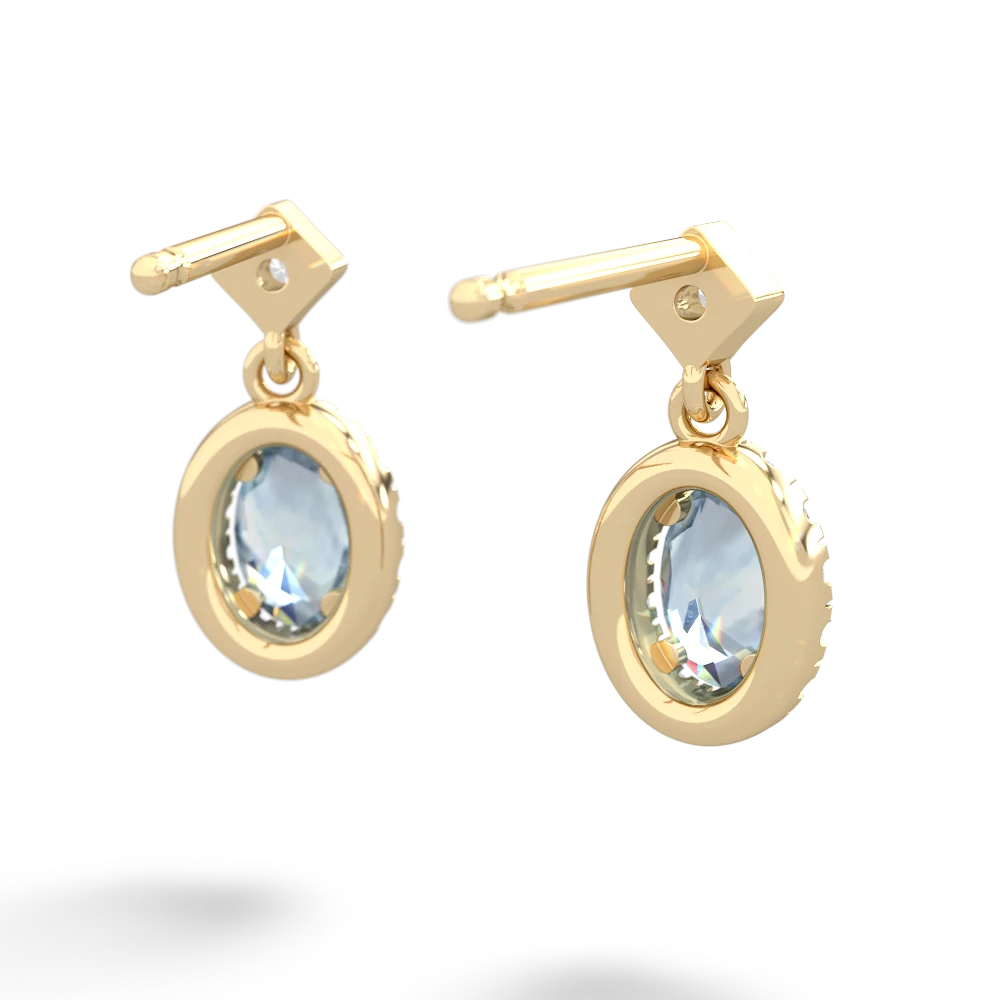Aquamarine Antique-Style Halo 14K Yellow Gold earrings E5720