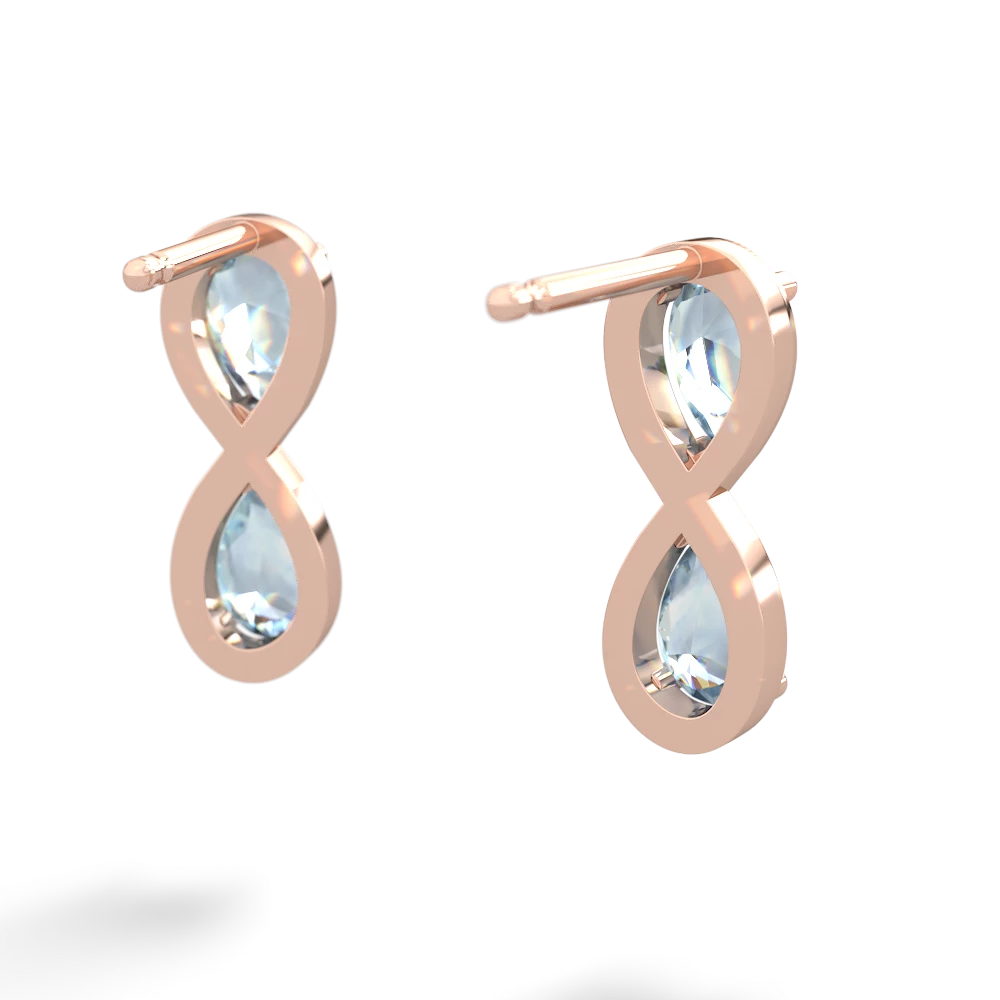 Aquamarine Infinity 14K Rose Gold earrings E5050